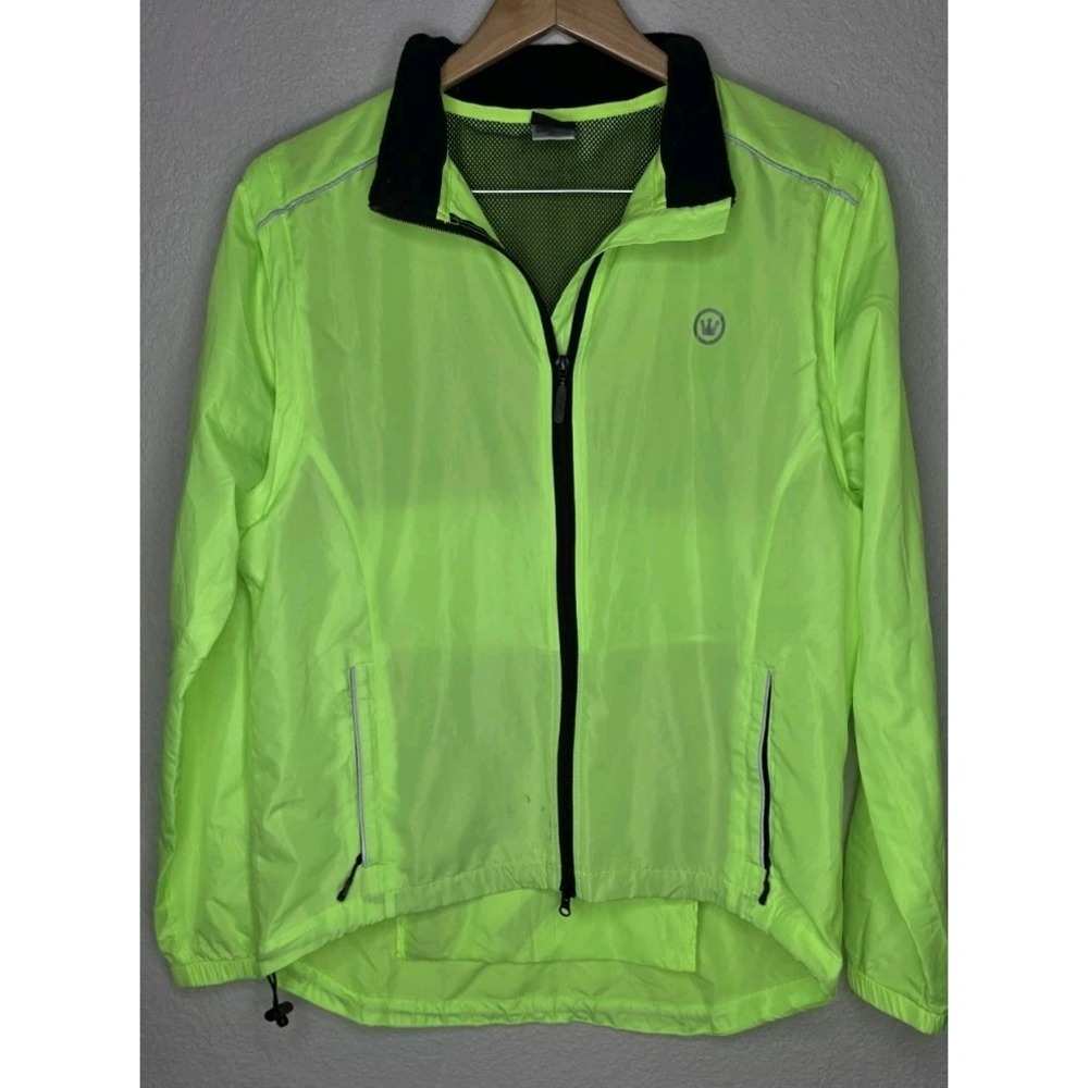 Canari Cycling Jacket Men XL Windbreaker Full Zip Neon Reflective Convertible